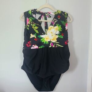 Cupshe Black Floral Swimsuit Size 3x New Without Tags Removable Pads Never Worn.
